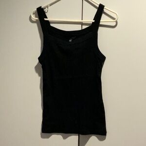 Banana Republic ribbed straight neck black tank size S